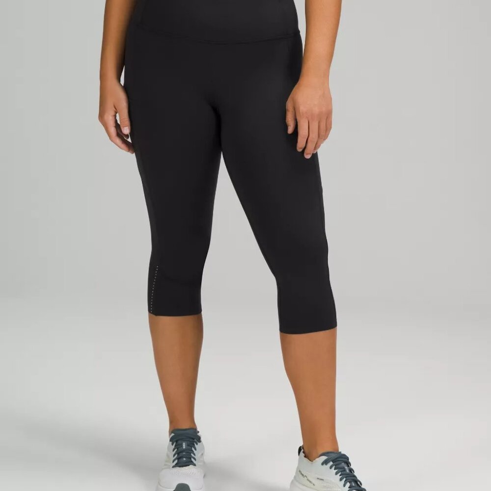 Lululemon Fast and Free High-Rise Crop 19" Pockets, Black, Size 6